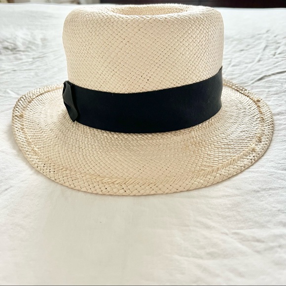 HAT ATTACK Panama Classic White Fedora Hat with black Ribbon main image 3
